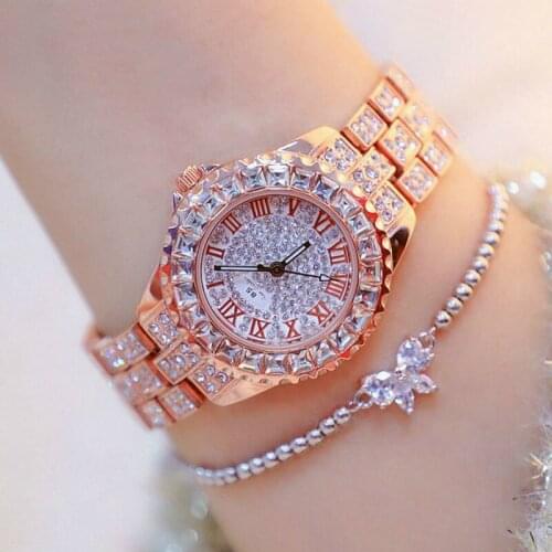 BS Luxury Women Watch Crystal Wrist Watch Women Fashion Ladies diamond Gold Watch Clock Reloj Mujer Gifts For Women Saati watch
