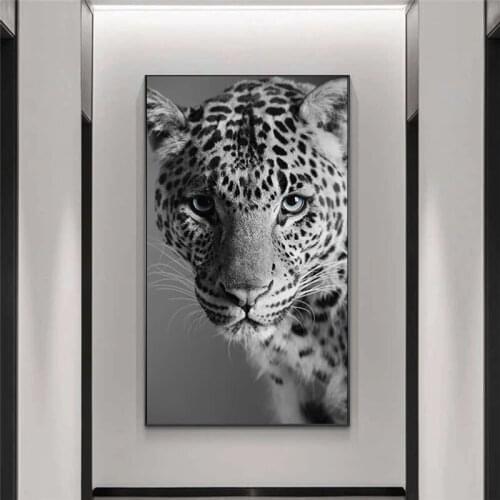 Black and White Leopard Poster Cat Animal Painting on The Canvas Wall Art Pictures for Living Room Cuadros Home Decor Prints