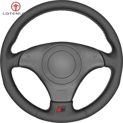 LQTENLEO Black Genuine Leather Steering Wheel Cover For Audi A8 (D2) 1998-2002 TT (8N) S4 (B5) S6 (C5) 1998-2001 S8 1998-2000
