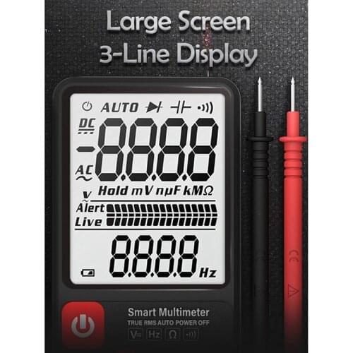 ADMS7 Digital Multimeter 3.5 Inch Large LCD Digital Smart Voltmeter TRMS 6000 Counts DMM Slim Multimeter JA55