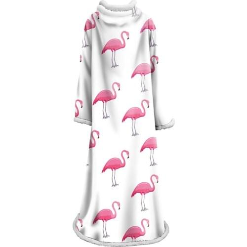 Colorful Home Textile Flamingo Sleeve Blanket Flannel Soft Air Conditioning Blanket Bed Sleep Cover Sofa Trip Blanket