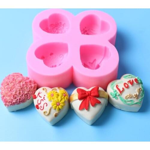 Flower Heart Silicone Mold Fondant Silicone Moulds For Cake Decorating Tools Chocolate Mold Ssugarcraft Silicone 3D Cake Mold