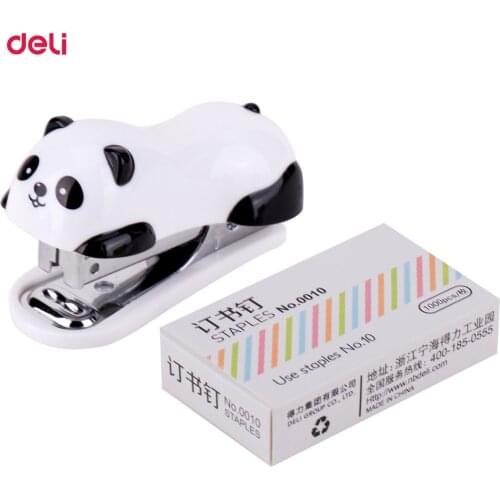 Deli Fashion Stapler Cute Pandas Mini Stapler with Staples Set Kawaii Stationary Paper Staple for School Office Supplies Gift