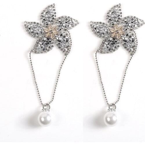 Pearl Rhinestone Flower Patches Hot Fix Diamond Appliques Clothes Sewing Patch DIY Badge Patch Accessories Iron On Patches