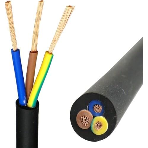Soft Rubber Cable 3 core 0.75,1,1.5mm² with Resistance to Oil Abrasion and Weathering Flexible Rubber Wire Medium Type YZW 1m