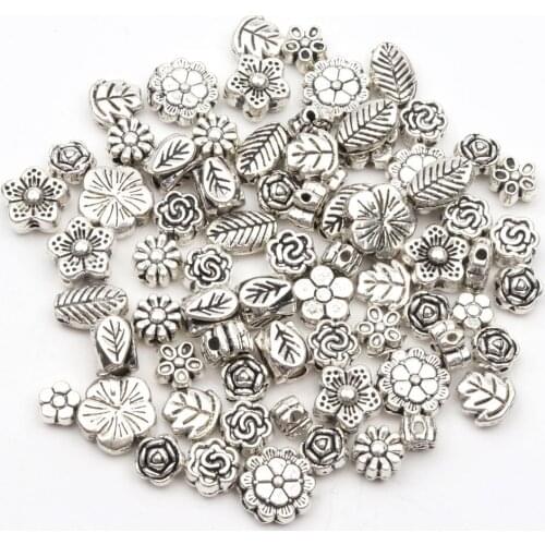 Mixed Loose Flower Leaf Metal Beads For Jewelry Making Diy Bracelet Necklace Earring Accessories Wholesale Supply 50pcs