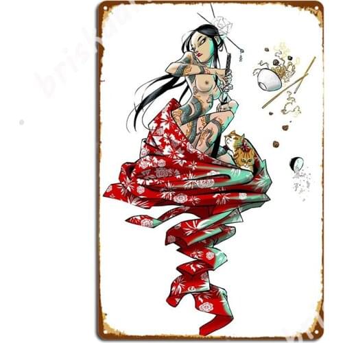 Samurai Girl Metal Signs Designing Wall Decor Garage Club Cinema Garage Tin sign Posters