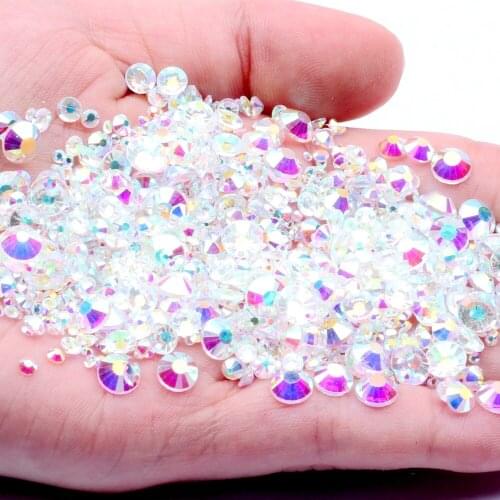 Many AB Colors And Mix Sizes Shiny Non Hotfix Flatback Rhinestones Glitter Nail Beads For 3D Nail Art Decoration Jewelry Gems