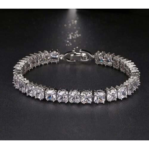 ORZTOON Fashion Charm Close Square Round Zircon Bracelets for Women Light Luxury Chain Bracelet Trendy Wedding Jewelry Gift 2021