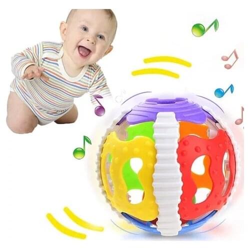 Soft Colorful Ball Toys Hand Bell Rattle Develop Toys Touch Bite Caught Hand Oball Ball For Baby Learning Grasping Kids Gift