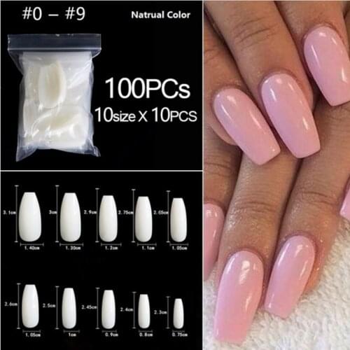 100/500pcs DIY False Ballerina Full/Half Nails French Style Mixed Size Acrylic Nail Tips Nail Prorection Nail Art Tools