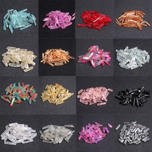 Natural Stone Quartz Crytsal Pillar Top Drilled Point Beads Irregular Loose Spacer Beads for DIY Graduated Crown Jewelry Making