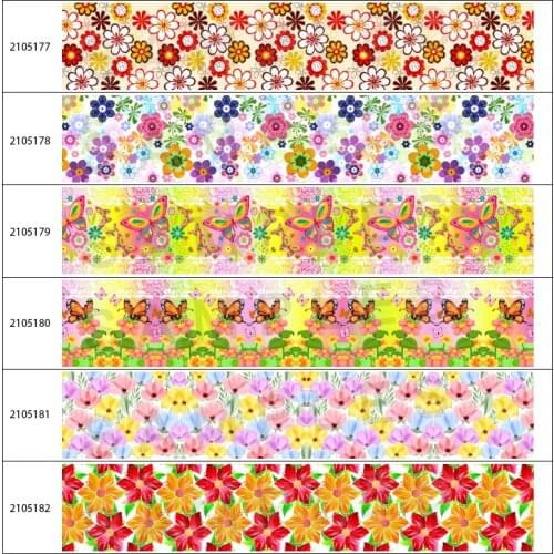 New Sales 10yadrs Colorful Flowers Pattern Printed Grosgrain / Satin Ribbons