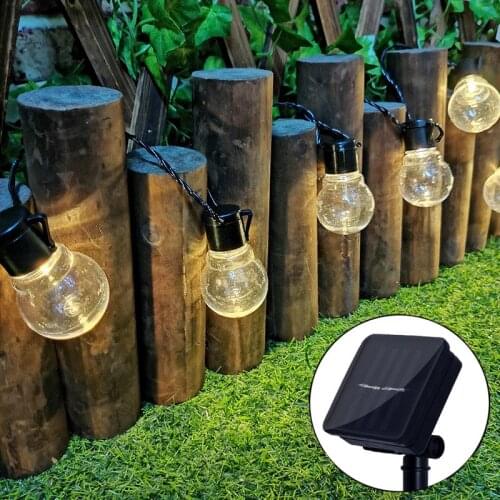 Novelty Solar Outdoor Lighting 5cm Big LED Ball String Lamps Black Wire Christmas Lights Fairy Wedding Garden Pendant Garland