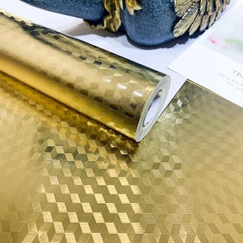New 60x100cm Gold Oil Proof Waterproof Sticker Aluminum Foil Kitchen Stove Cabinet Stickers Self Adhesive Croppable Wall Sticker