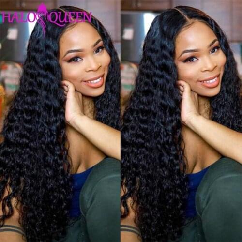 Deep Wave Wig Lace Front Human Hair Wigs For Black Women Peruvian Deep Curly Frontal Wigs Human Hair T Part 180% Density Remy