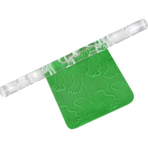 Footprint Pattern Transparent Acrylic Rolling Pin Embossing Roller Tools Foudant Sugarcraft Cake Decoration Acrylic Rolling Pin