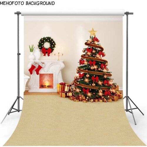 Christmas Background Backdrop Fireplace Tree Winter Snow Window Interior Baby Birthday Photography Background For Photo Studio