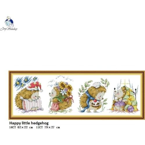 Happiness Little Hedgehog, Counted Printed on Fabric DMC 14CT 11CT Cross Stitch kits, Embroidery Needlework Sets Home Decor
