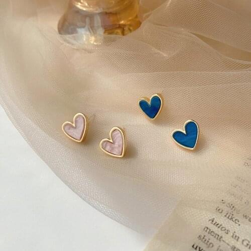 Fashion Geometric Acrylic Temperament Contracted Lovely Heart Stud Earrings for Women 2020 Trendy Jewelry Wholesale