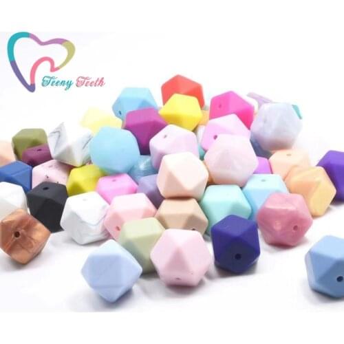 15 PCS 17 MM Hexagon Food Grade Silicone Loose Beads Baby Teether Baby Teething Toy BPA Free Nursing Necklace Pacifier Teether