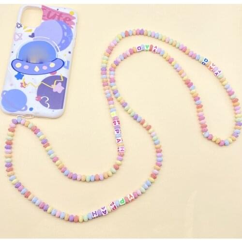 Mobile Phone Lanyard Neck Hanging Chain Pendant Crystal Beads Hand Made Anti-lost Rope Necklace for Phone Strap