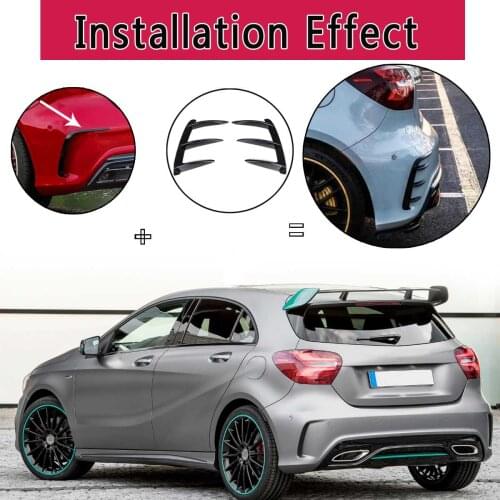 Benz W176 A200 A250 A260 A45 for AMG Exterior Parts 1Pair Car Black Abs Rear Bumper Splitter Spoilers Canard For Mercedes for