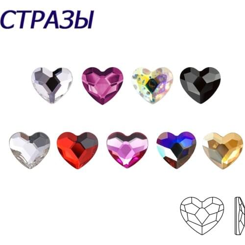 20pcs Flat back Colorful Heart Nail Rhinestones For Nails Art Decorations Crystal Glass Stone Manicure 3D Shiny Strass Gem