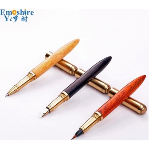 Top Quality Brand Wood Copper Ballpoint Pen Orbs Signature Calligraphy Fountain Pen Soft Pen-style for Writing Supplies P601