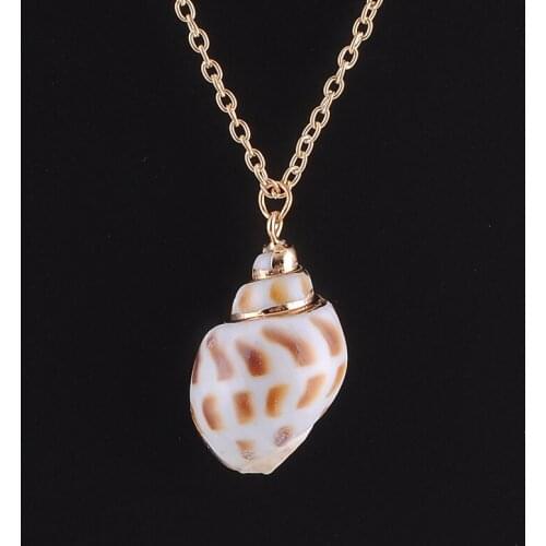 New fashion boho natural seashell conch pendant necklace women jewelry gold cowrie shell necklace collier femme girl gift