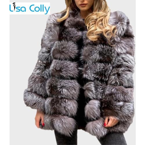 Women Winter Elegant Natural Artifical Fur Coat Jacket Long Sleeve Faux Fur Black Coat Overcoat Female Fur Jacket Outwear