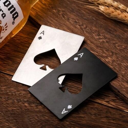 1Pcs Spades A Beer Opener Creative Bottle Opener Portable Poker Stainless Steel High Quality Home kitchen Bar Supplies Tools