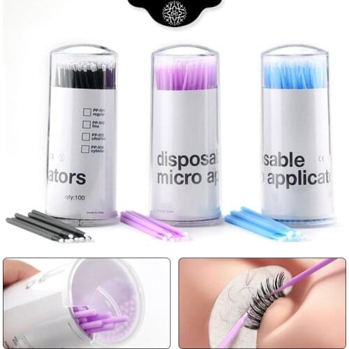 100Pcs Disposable Micro Brush Eyelash Brushes Swab Durable Individual Lash Removing Applicators Tools Eyelash Extension Tools