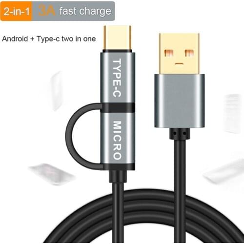 2 in 1 USB Data Cable Micro usb Type C Charger Cable for Samsung Fast Charging Mobile Phone Charge Cable for Xiaomi Huawei Honer