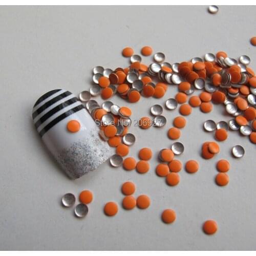 200pcs Cute S-30 3mm Nail Art Neon Orange Round Metal Stud Nail Art Decoration