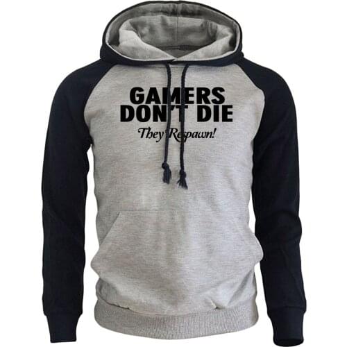 2019 Autumn Winter Hoodies For Men GAMERS DON'T DIE Print Fleece Raglan Sweatshirt Male Harajuku Casual Mens Sportswear Kpop