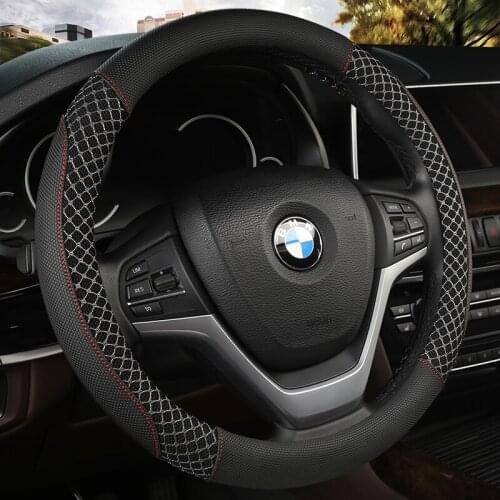 38CM Car Steering Wheel Cover Anti slip Leather Cars Wheels Covers Breathable Hand Stitching Steering-Wheel Car-stying Universal