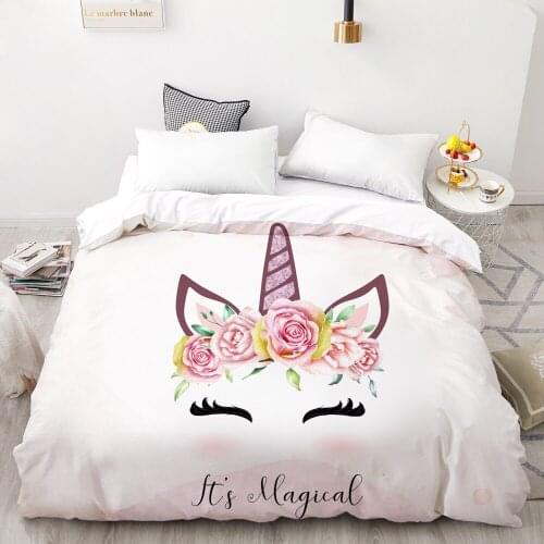 3D HD Digital Printing Custom Duvet Cover,Kids Child baby Quilt/Blanket case Queen Cartoon Bedding,Bedclothes Cute Unicorn crown