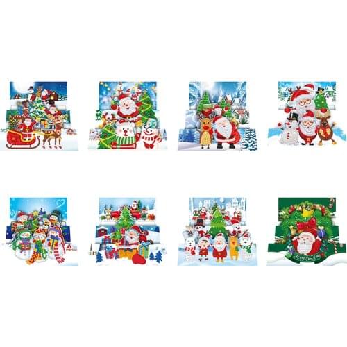 8pcs DIY Diamond Painting Greeting Card Special-shaped Drill Mosaic Merry Christmas Embroidery Kit Santa Claus Xmas Postcards
