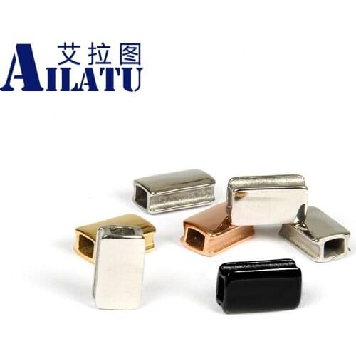 Ailatu 10pcs Size 11x6mm Exquisite Smooth Plated Rectangle Stainless Steel Bracelet Accessories for Fashion Jewelry