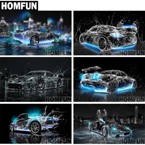 HOMFUN Full Square/Round Drill 5D DIY Diamond Painting "Cool racing car" 3D Embroidery Cross Stitch 5D Home Decor Gift