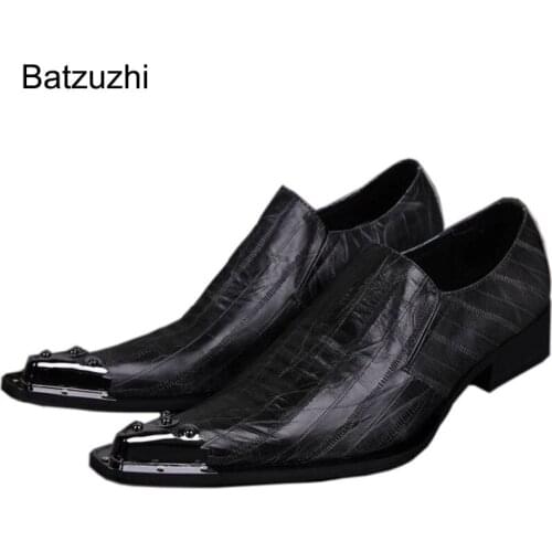 Batzuzhi Personality Pointed mans leather shoes increased height mans shoes Wedding shoe for Man Dress, EU38-46