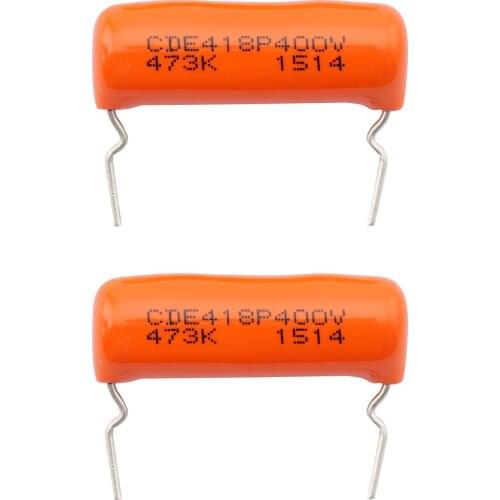 CDE Sprague Orange Drop Capacitors Tone Caps .047uF 418P 473K 400V for Guitar or Bass, Short foot (Set of 2)