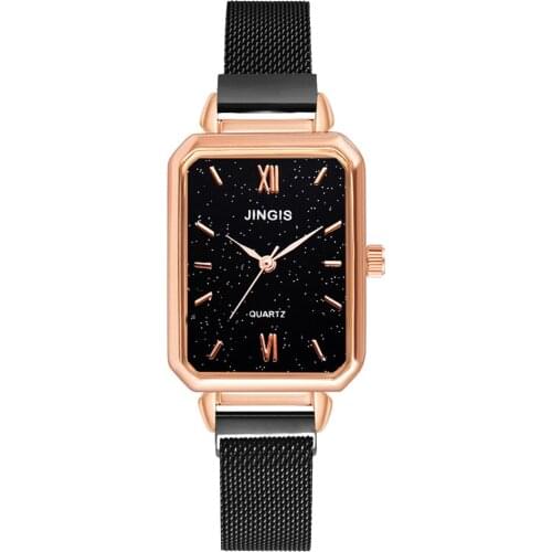 Top Brand Women Watches Fashion Square Ladies Quartz Watch Green Dial Simple Gold Magnetic Mesh Luxury Wristwatch Reloj Mujer