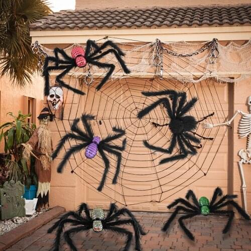 30/50/75cm Black Plush Spider Halloween Decor House Haunted Scene Layout Props For Halloween Festival Party Supplies Kids Toys