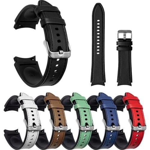 Business Leather Stick Skin Silicone Strap For Samsung Galaxy Watch 4 Band Luxury Replacement Wrist Strap For Samsung Watch 4