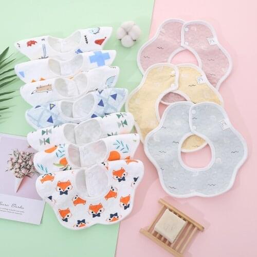 Baby Bibs 360 Degree Rotation 6 Layers Gauze Muslin Baby Kids Bandana Burp Cloth Soft Newborn Infant Saliva Towel Baby Stuff