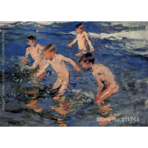 Paintings of children on beach The bath Joaquin Sorolla y Bastida canvas High quality Hand painted