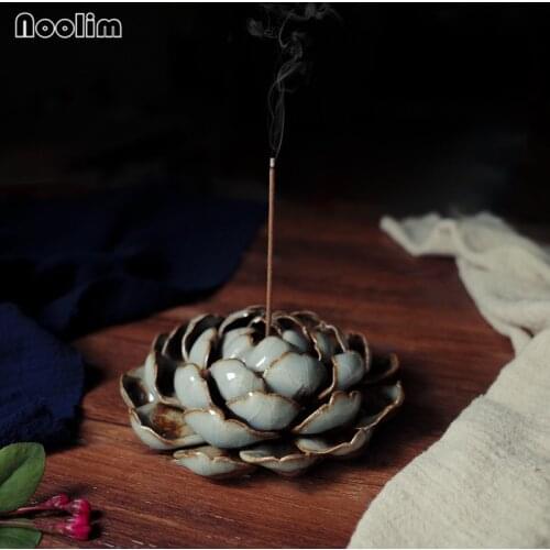 Handmade Lotus Leaf Ceramic Incense Stick Holder Crafts Buddhist Supplies Creative Lying Incense Burner Home Teahouse Decor