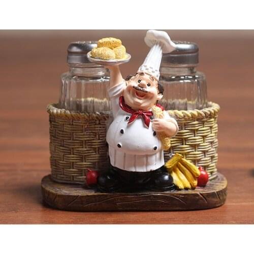 Kitchen Chef Cook Pepper Condiment Bottle Model Statue Miniature Figurine Gifts Crafts Resin Home Decoration Accessories TTBD85